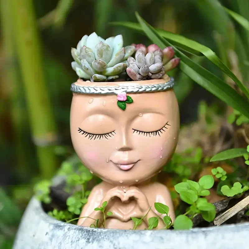 Echeveria Succulent - Maceta de resina con forma de